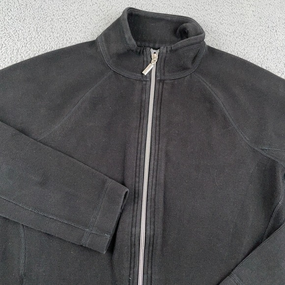Tommy Bahama Sweater Womens Medium Black Full Zip Jacket Casual Knit Stretch - Picture 1 of 8
